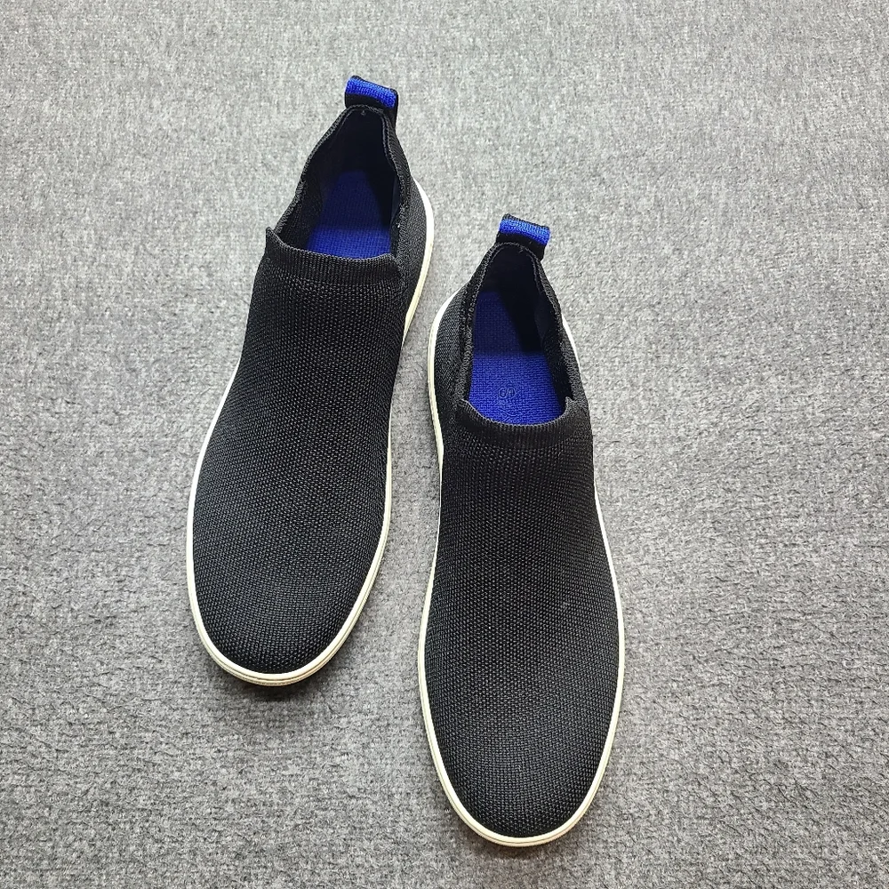 Rothy’s Slip On Sneakers Womens 8.5 Black Knit Blue Insole Casual Shoes